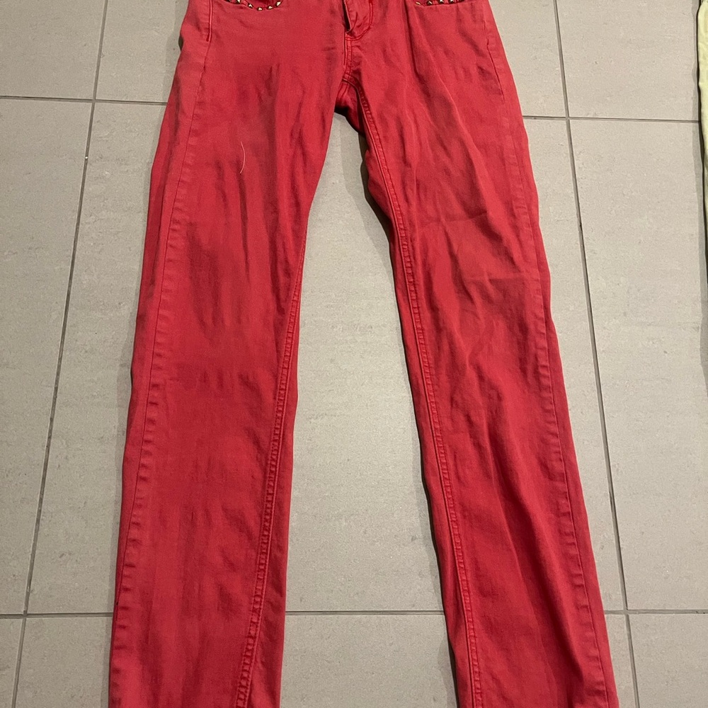 Custo Barcelona Red Studded Jeans